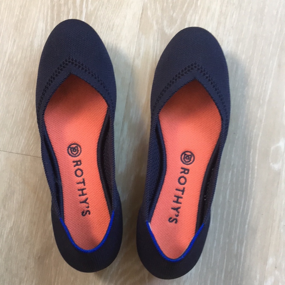 NIB ROTHYS THE FLAT MARITIME LATTICE NAVY SIZE 9